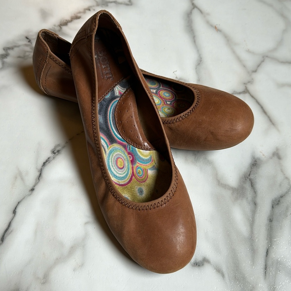 Born Brown Leather Flats - Great Condition!